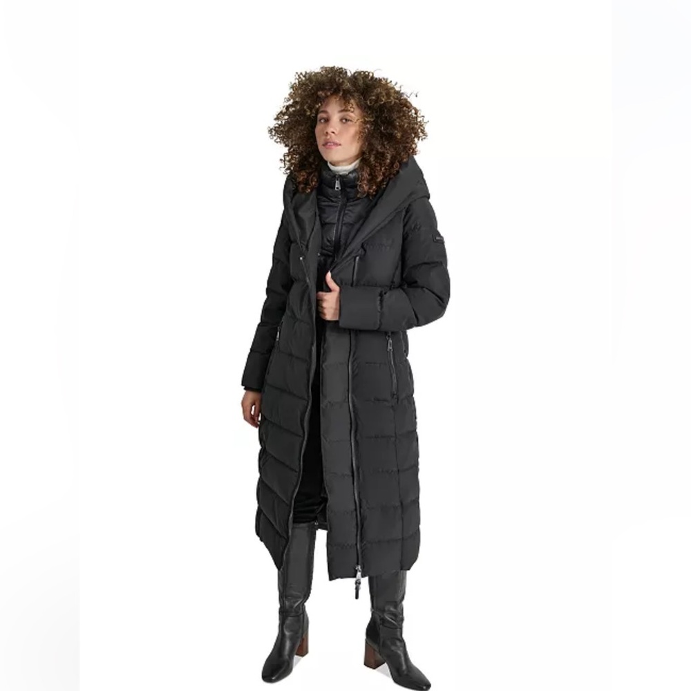 DKNY Black Puffer Coat with Hood